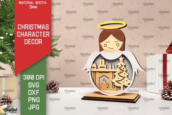 3D Christmas Angel Decor Laser Cut