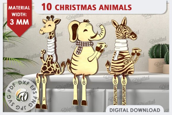 3D Christmas Animals Laser Cut Bundle