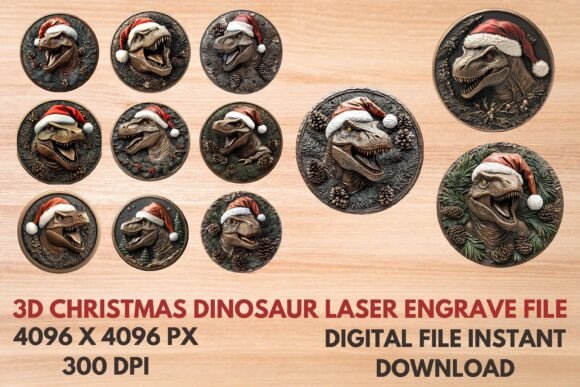 3d Christmas Dinosaur Laser Engrave File