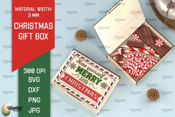 3D Christmas Eve Gift Box Laser Cut