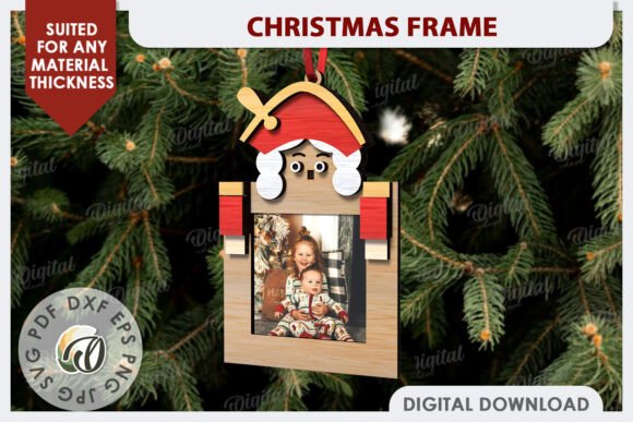 3D Christmas Frame Laser Cut Design
