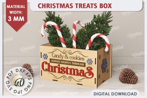3D Christmas Treats Box Laser Cut