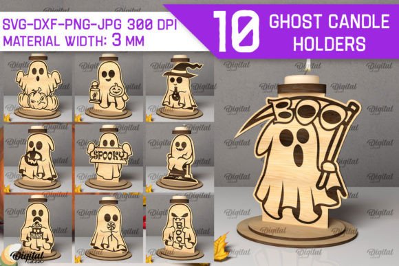 3D Ghost Candle Holder Laser Cut Bundle