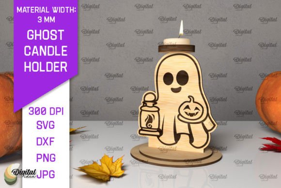 3D Ghost Candle Holder Laser Cut. Spooky