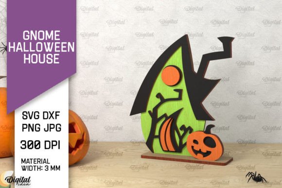 3D Gnome Halloween House Laser Cut