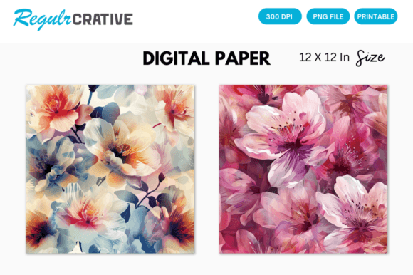 3D Large Blossomed Floral Digital Paper