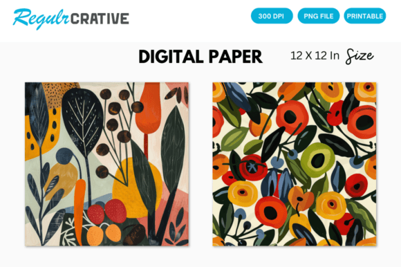 3D Mid Century Abstract Veggies Pattern