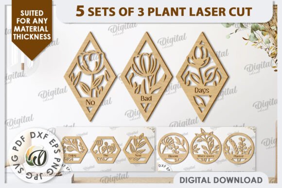 3D Plants Wall Decor Laser Cut Bundle