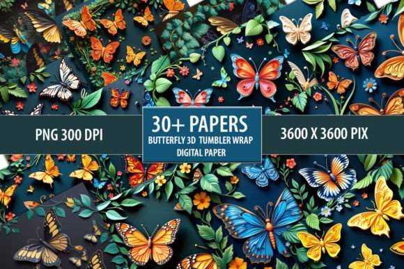 Butterfly 3D Tumbler Wrap Sublimation