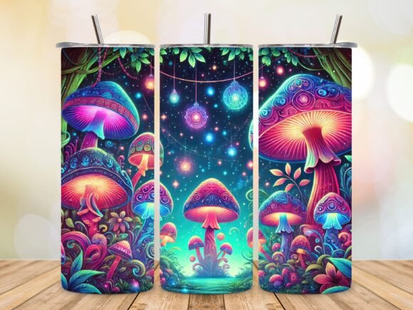 Transforming Everyday Drinkware: A Deep Dive into the 3D Glowing Mushrooms Tumbler Wrap for 20oz Cups