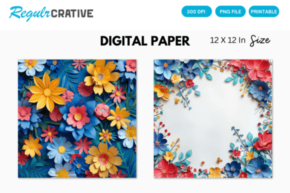Unlocking Creativity with the 3D Bright Flowers Digital Paper Pack