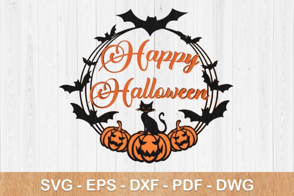 Welcome Halloween Wreath 3d SVG